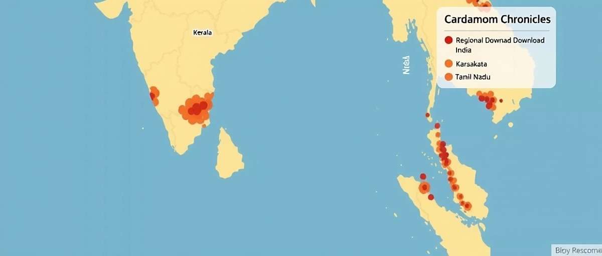 Cardamom Chronicles India - Regional Popularity Map of India showing regional download distribution for Cardamom Chronicles India with highest concentrations in Kerala, Karnataka, and Tamil Nadu